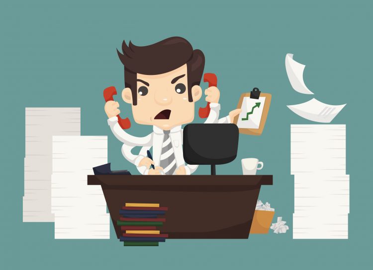 26488871 – businessman work hard and busy alternate text for this image