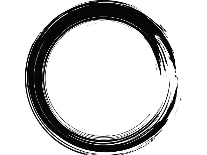 Un cercle peint en noir qui est presque bouclé.