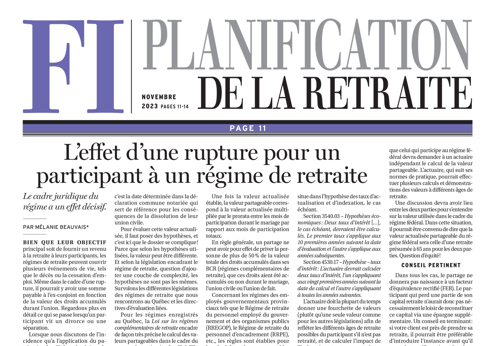 Planification de la retraite – 2023