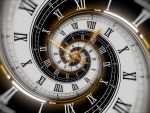 Cadran d’horloge abstrait en spirale blanche moderne. Concept de temps infini.