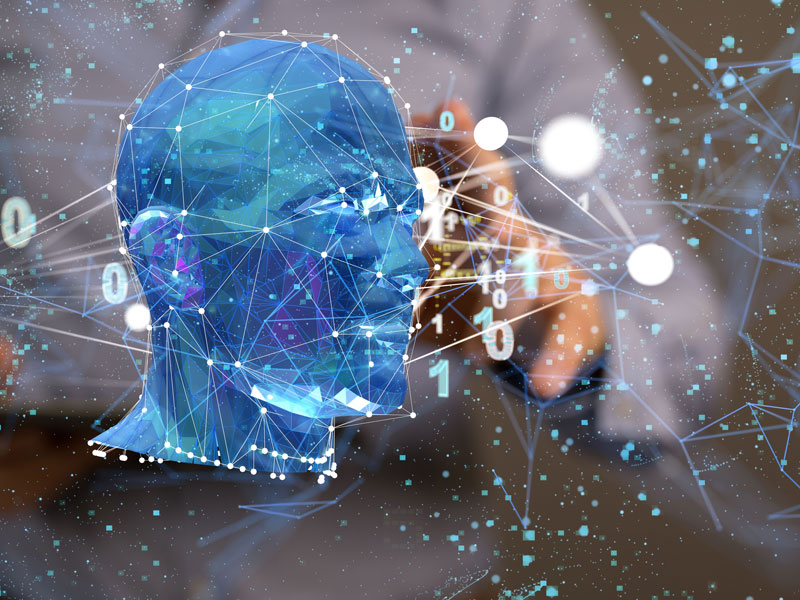 Un cyberespace numérique avec des particules et une connexion à un réseau de données numériques