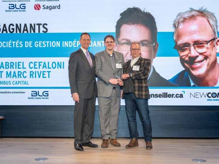 Photo prise à l'occasion du Top des leaders 2025. On y voit Joe Glionna avec Gabriel Cefaloni et Marc Rivet.