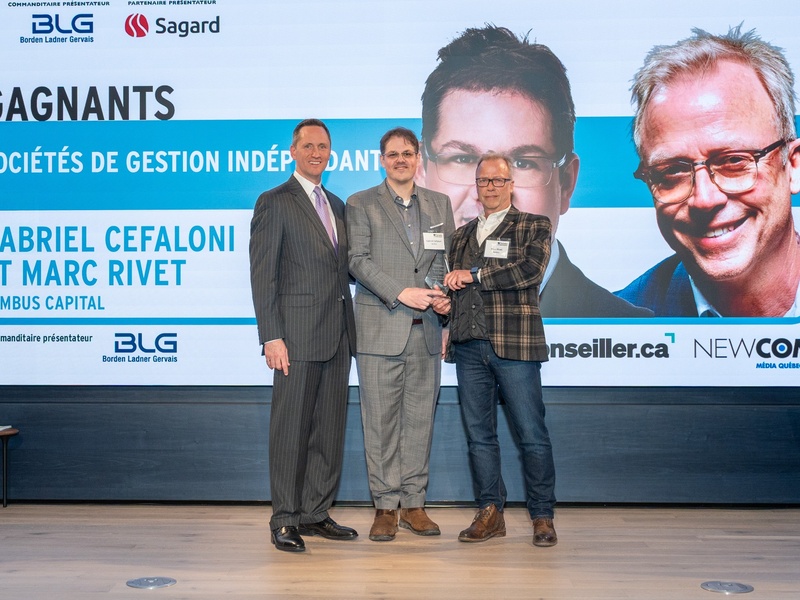 Photo prise à l'occasion du Top des leaders 2025. On y voit Joe Glionna avec Gabriel Cefaloni et Marc Rivet.