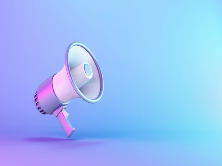 Illustration d’un mégaphone symbolisant la communication et l’annonce d’informations importantes.