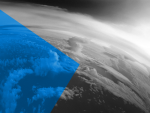 Vue aérienne de la Terre avec des nuages, l'horizon et un petit bout d'espace